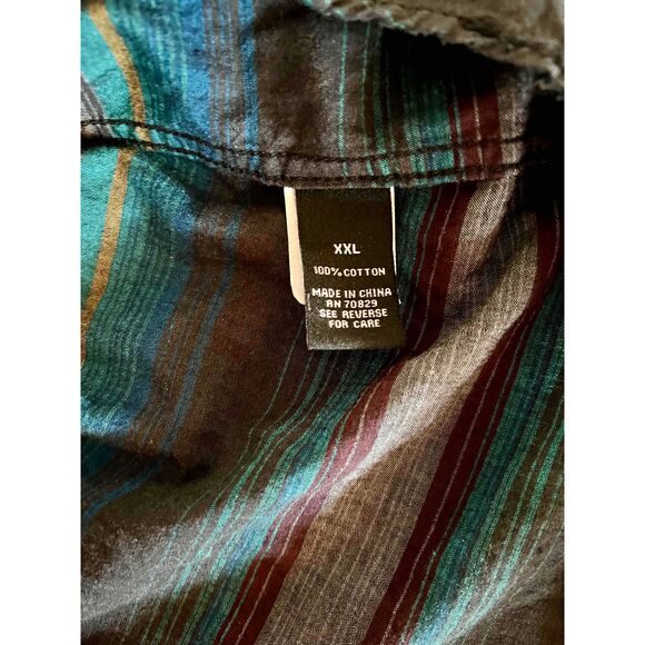 Carbon Mens Multicolor Button Up Short Sleeve Classic Fit Cotton XXL Color Block - Picture 9 of 10